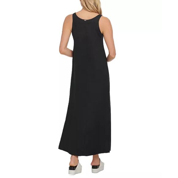 DKNY Pure Linen V-neck Maxi Dress size XL, Black | NEW $115 - Picture 3 of 7